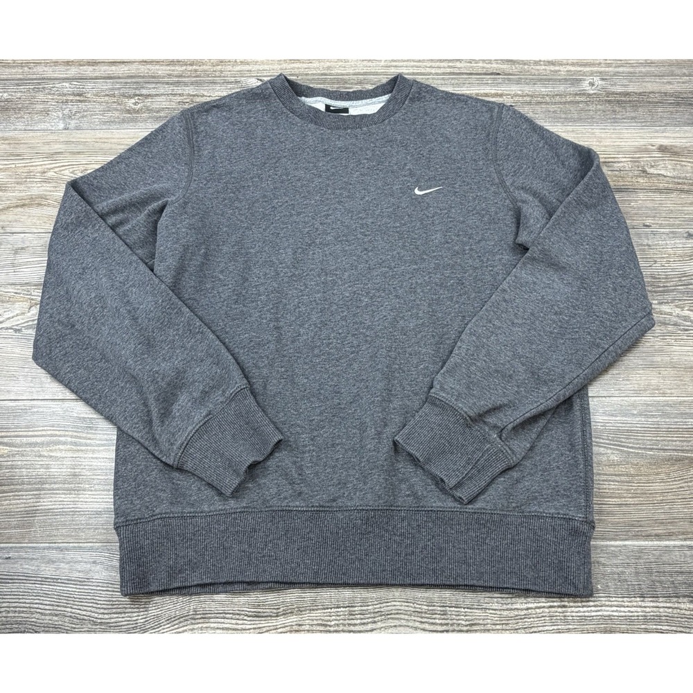 Nike Crewneck Fleece Sweatshirt Grey Mens M Classic Pullover 518037-071